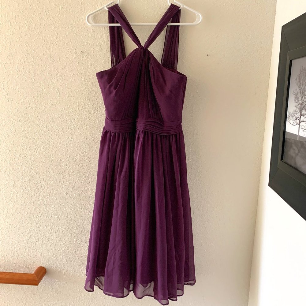 Dove & Dahlia Plum Bridesmaid Dress - Shortened, Size 8